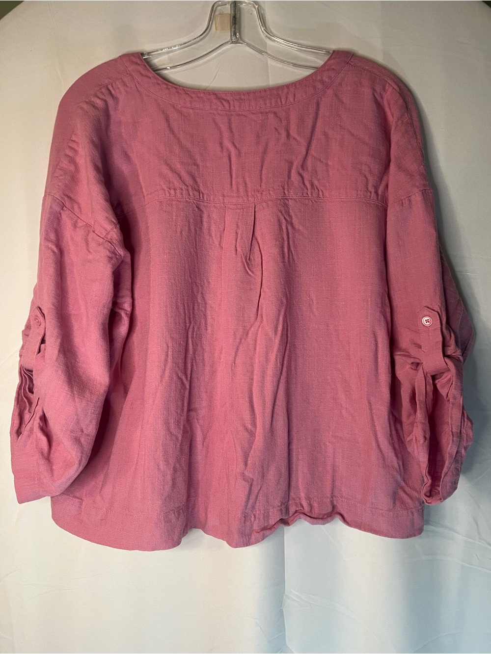 Pink Linen Sequin Pocket Top - Picture 2 of 5